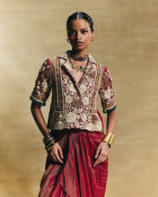 Load image into Gallery viewer, Red blazer with draped skirt
