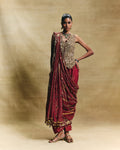 Red waistcoat saree set