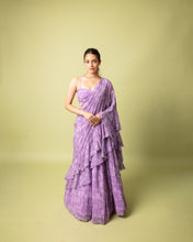 Load image into Gallery viewer, Purple Lehenga Sari Set
