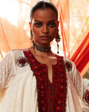 Load image into Gallery viewer, Ivory Peplum Top (Red work) &amp; Slit Pants
