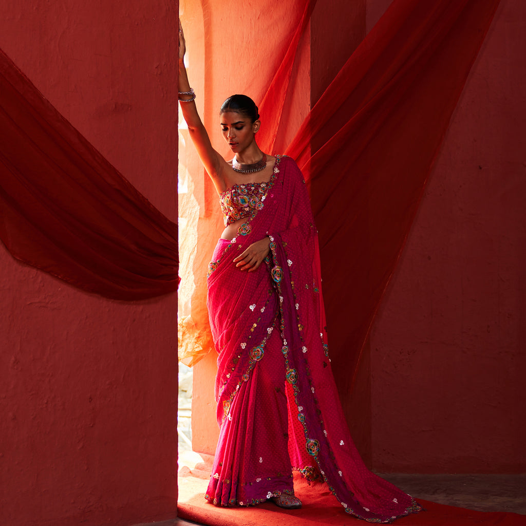Pink Classic Saree & Blouse
