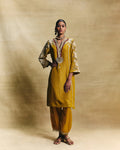 Mustard straight kurta set