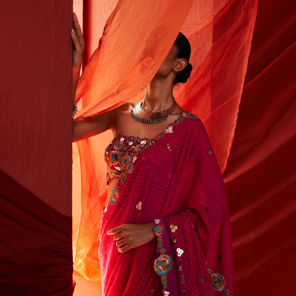 Pink Classic Saree & Blouse