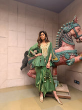 Load image into Gallery viewer, Green Peplum &amp; Draped Skirt
