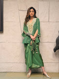 Green Peplum & Draped Skirt