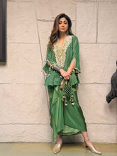 Load image into Gallery viewer, Green Peplum &amp; Draped Skirt
