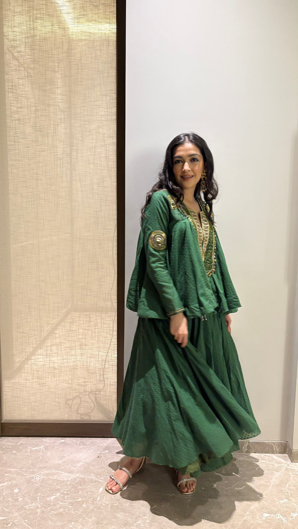 Green Peplum & Cropped Skirt