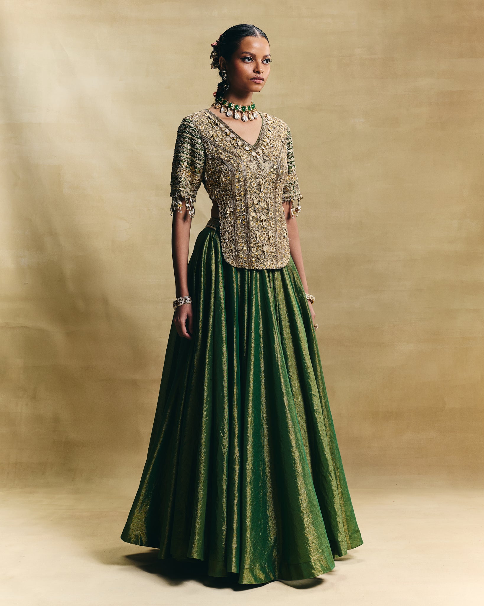 Green lehenga set