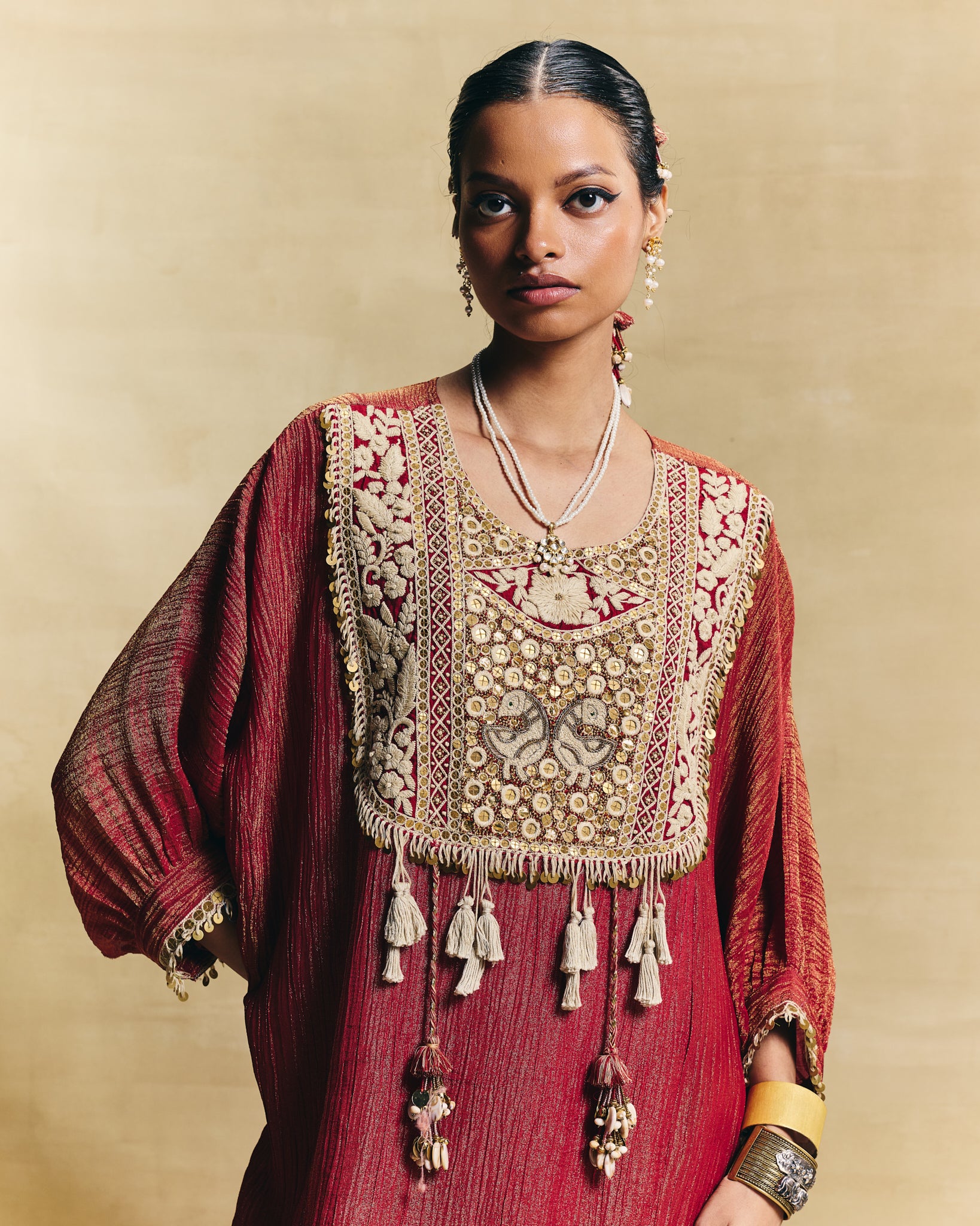 Red kaftan kurta set