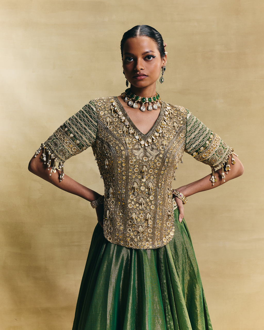 Green lehenga set