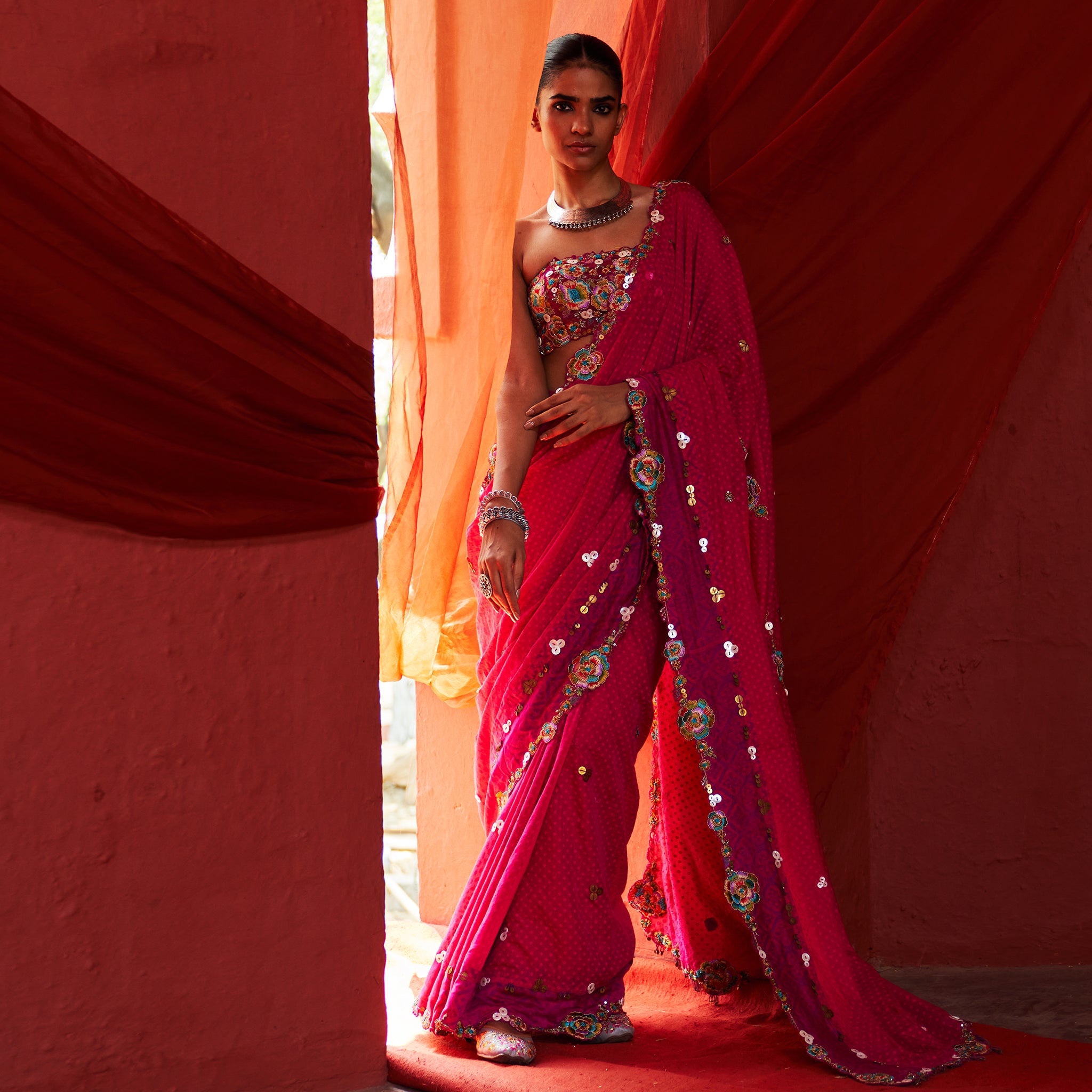 Pink Classic Saree & Blouse