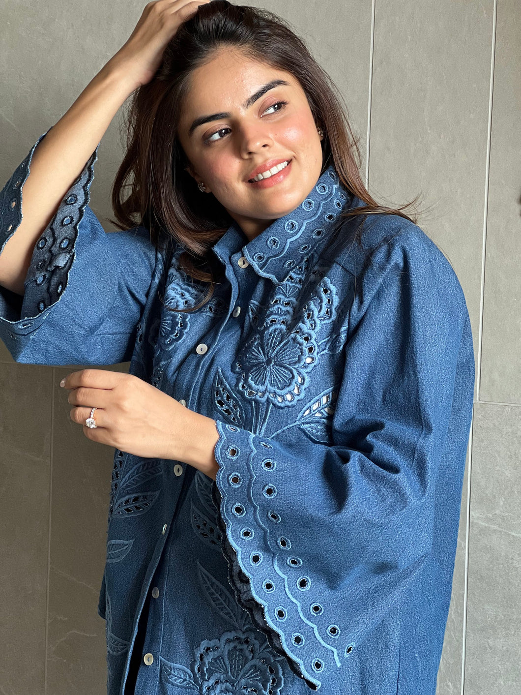 Blue floral shirt