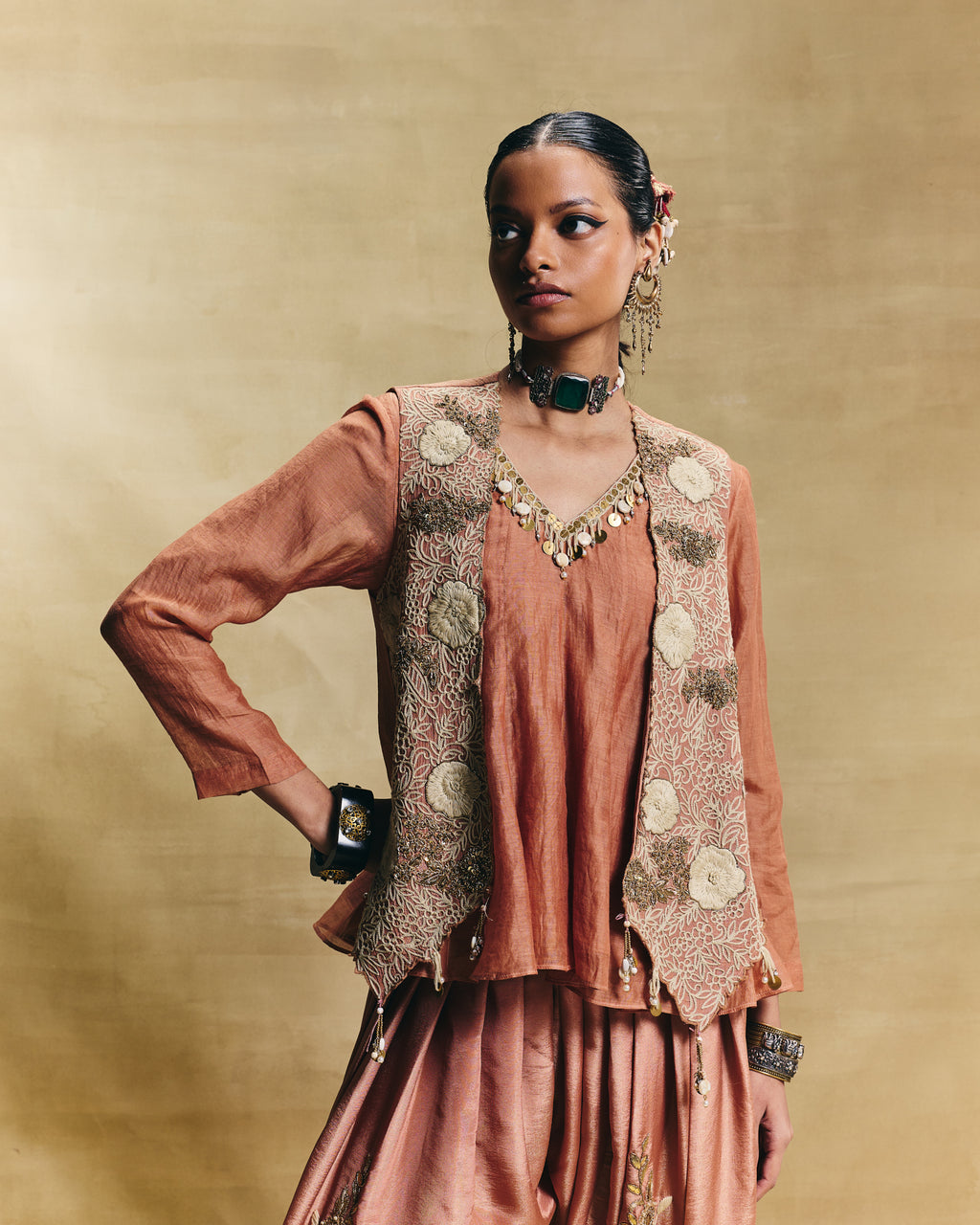 Peach jacket set
