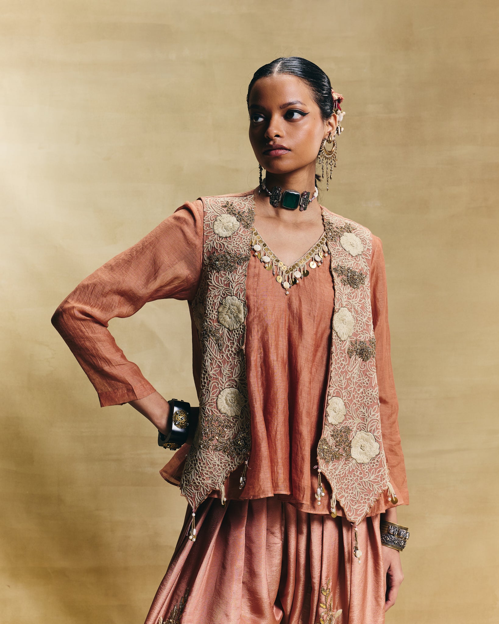 Peach jacket set