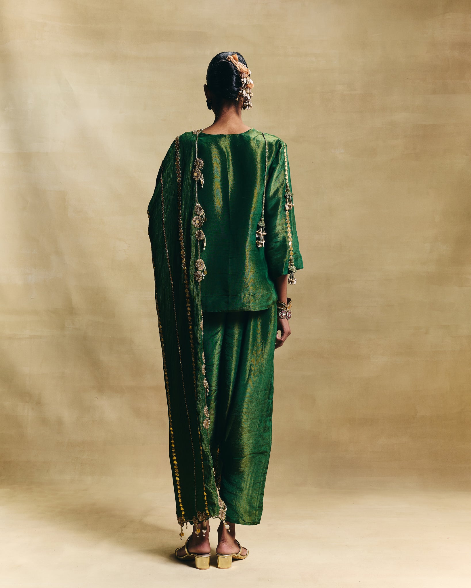 Shirt, low crotch & pre stitched dupatta set