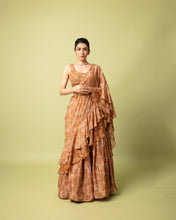 Load image into Gallery viewer, Brown Lehenga Sari Set
