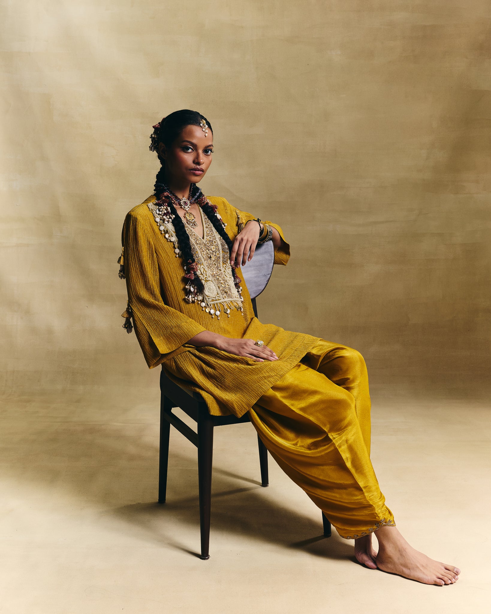 Mustard straight kurta & salwar