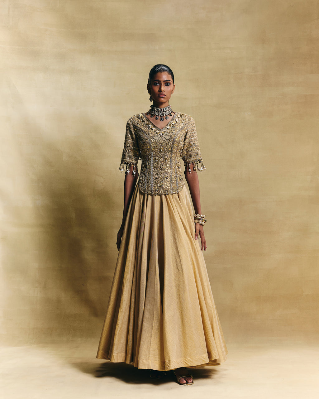 Gold lehenga set