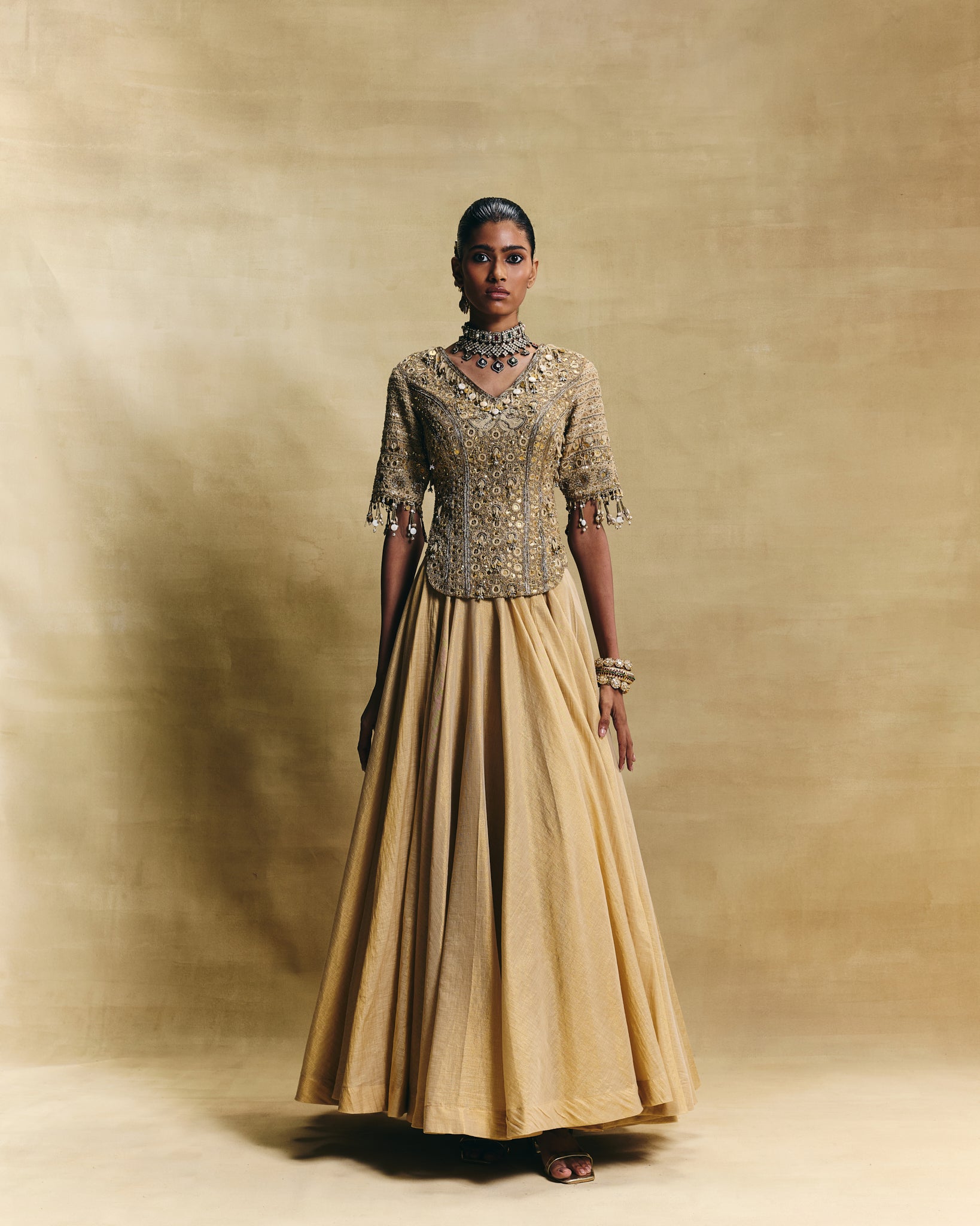 Gold lehenga set