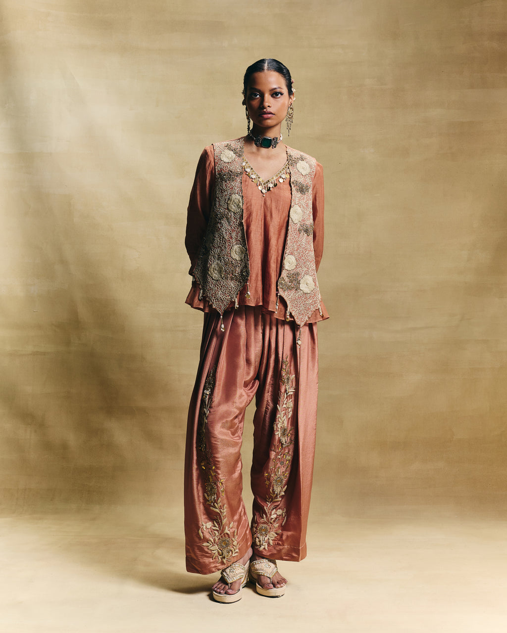 Peach jacket set