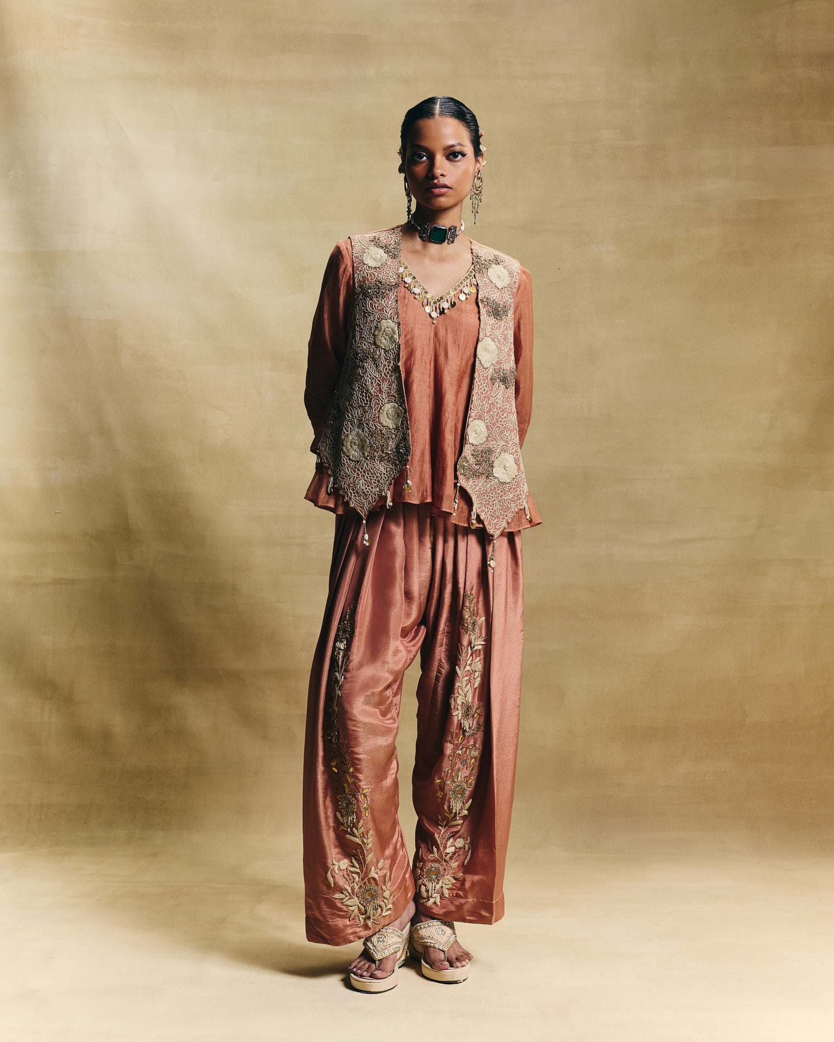 Peach jacket set