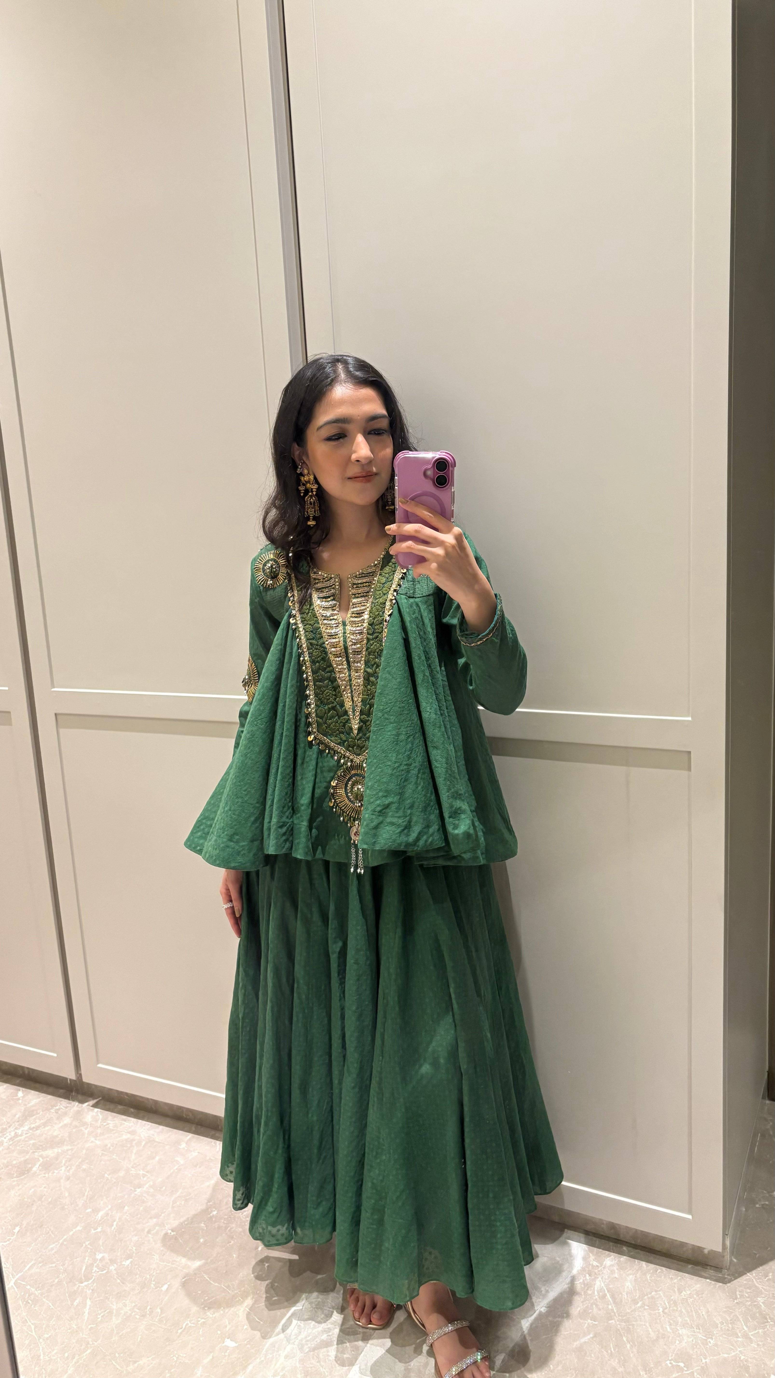 Green Peplum & Cropped Skirt