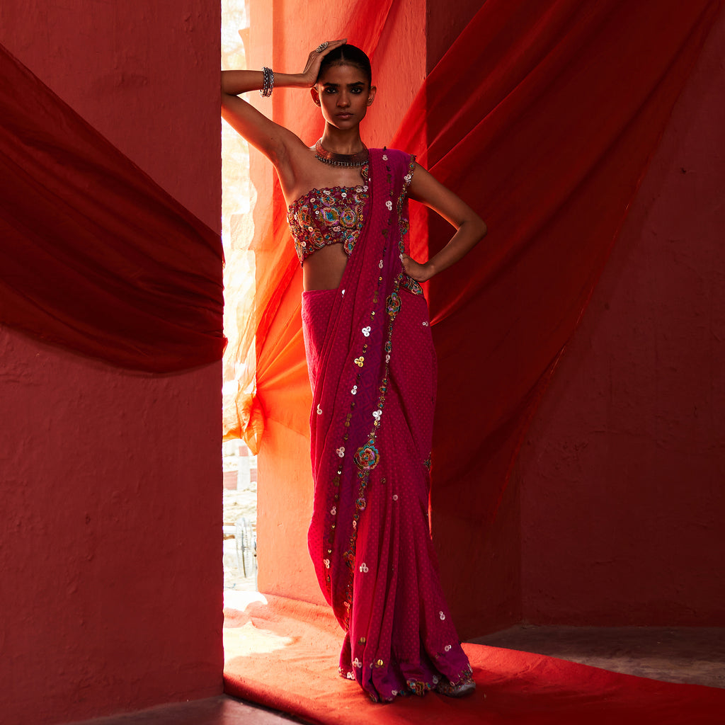 Pink Classic Saree & Blouse