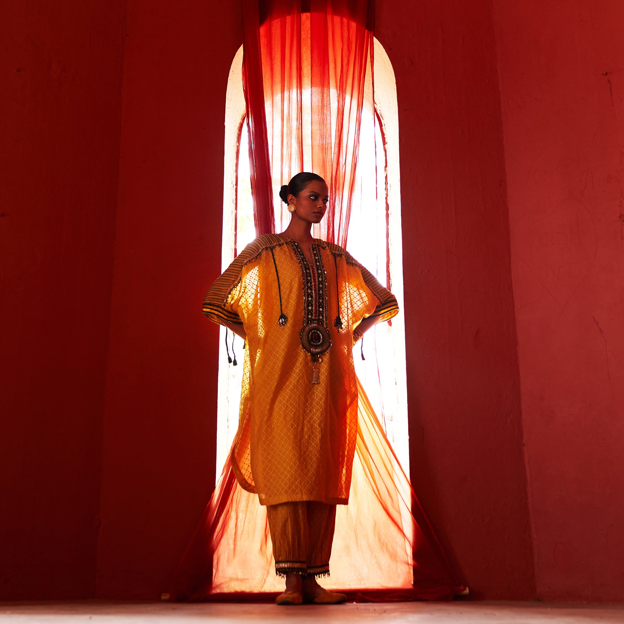 Mustard Long Kurta & Pants