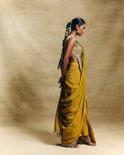Load image into Gallery viewer, Mustard stitched saree
