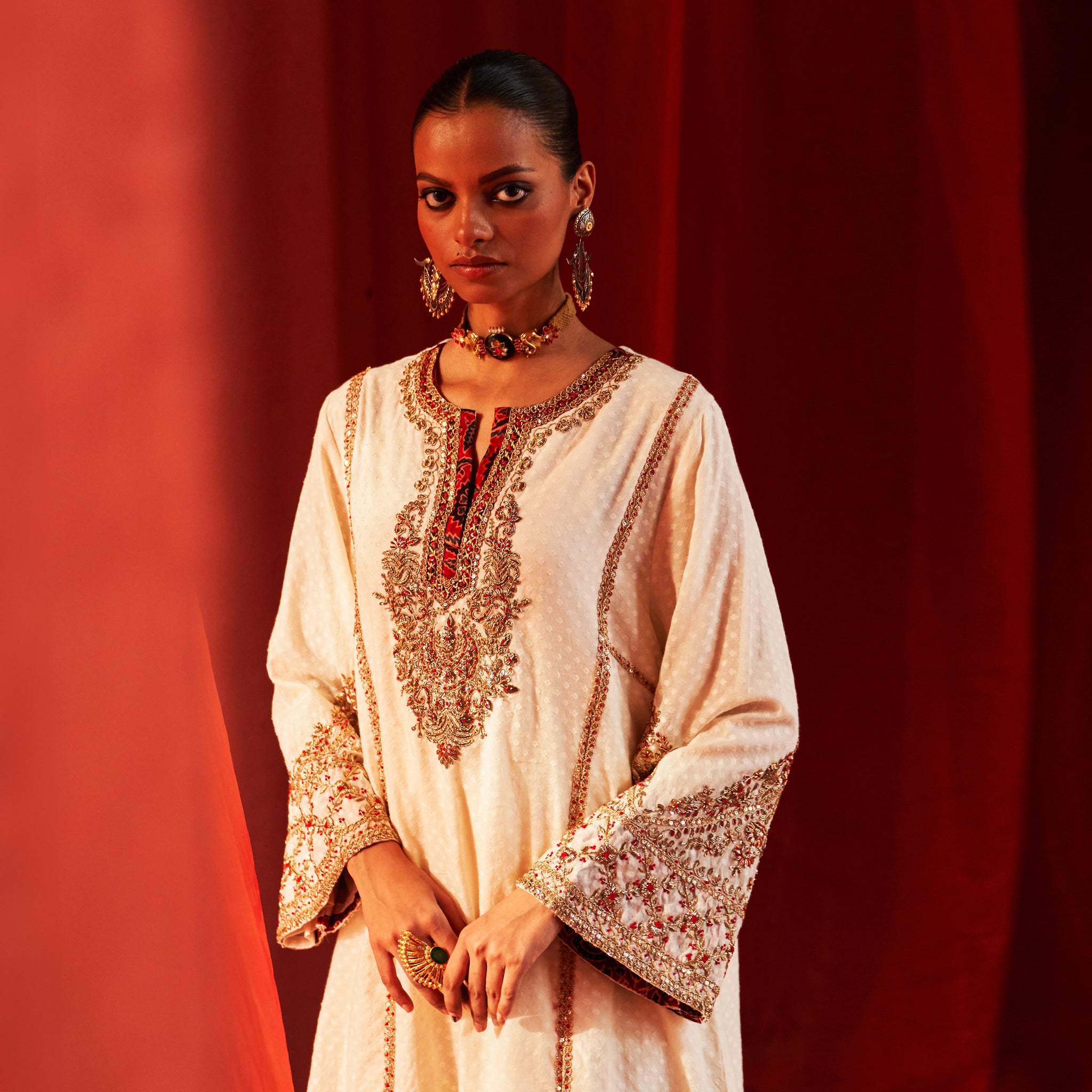 Ivory Anarkali & Pants