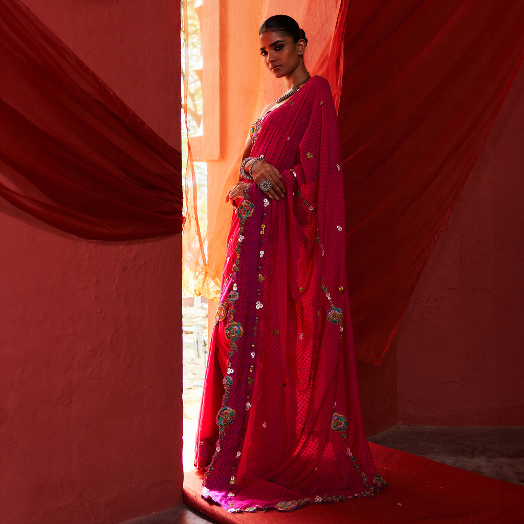 Pink Classic Saree & Blouse