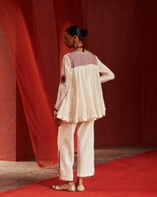 Load image into Gallery viewer, Ivory Peplum Top (Red work) &amp; Slit Pants
