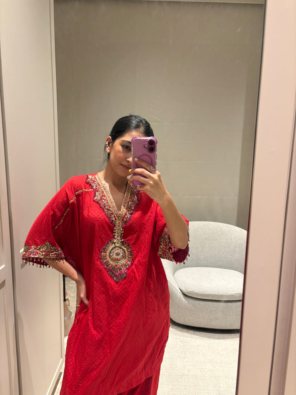 Red Ivory Kaftan Kurta & Salwar