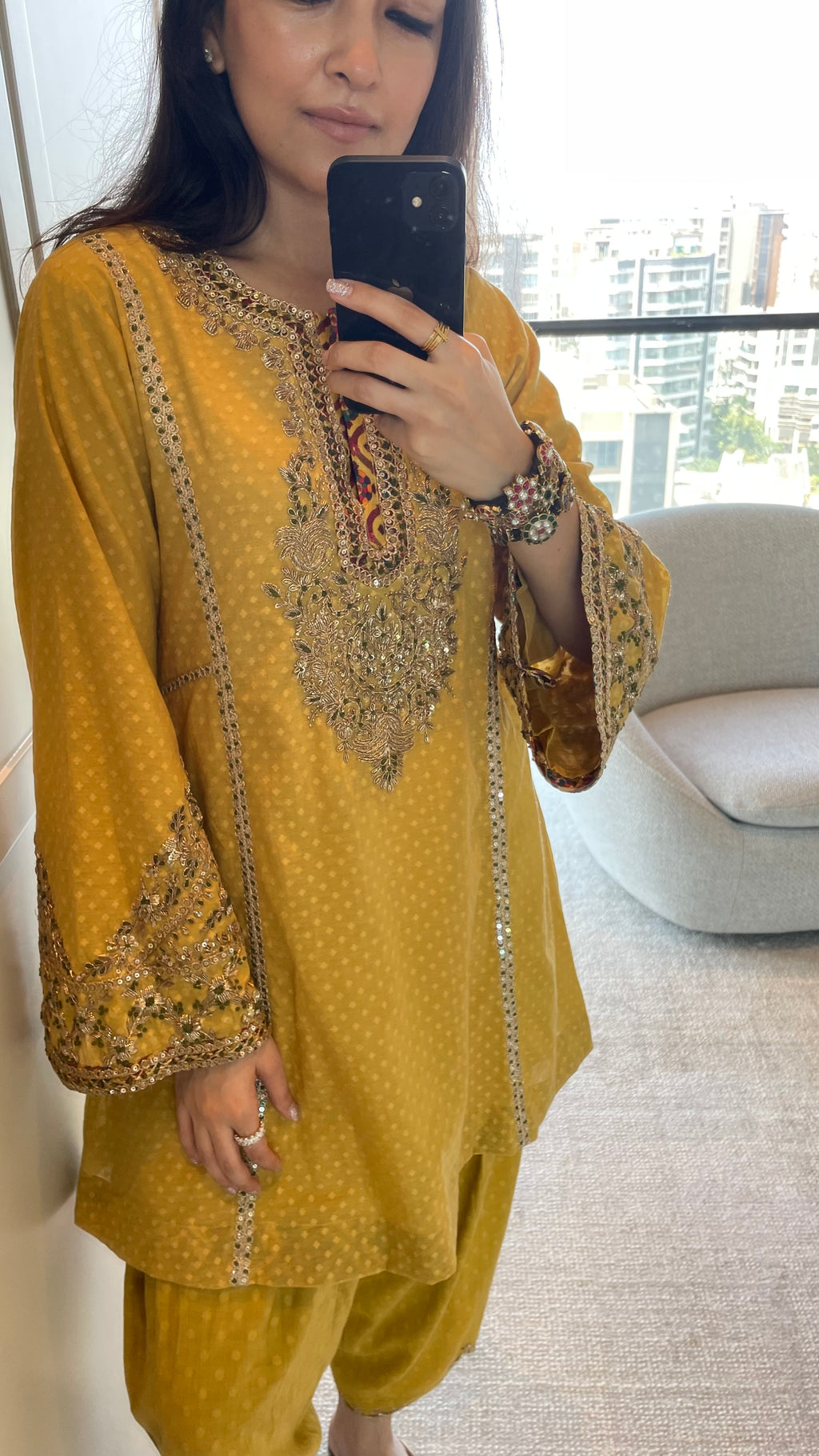 Short Mustard Kurta & Salwar