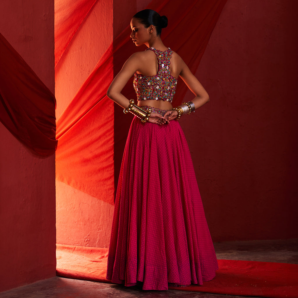 Pink Crop top & Lehenga