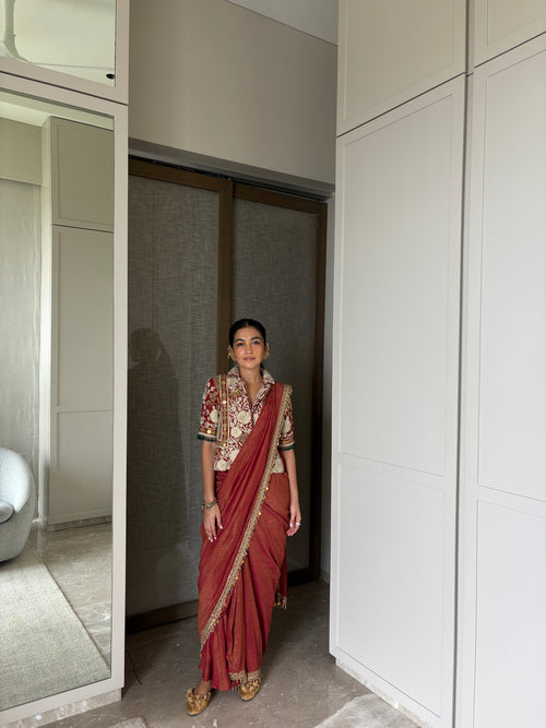Blazer with stitched saree