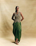 Green waistcoat & draped skirt 