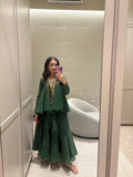 Green Peplum & Cropped Skirt