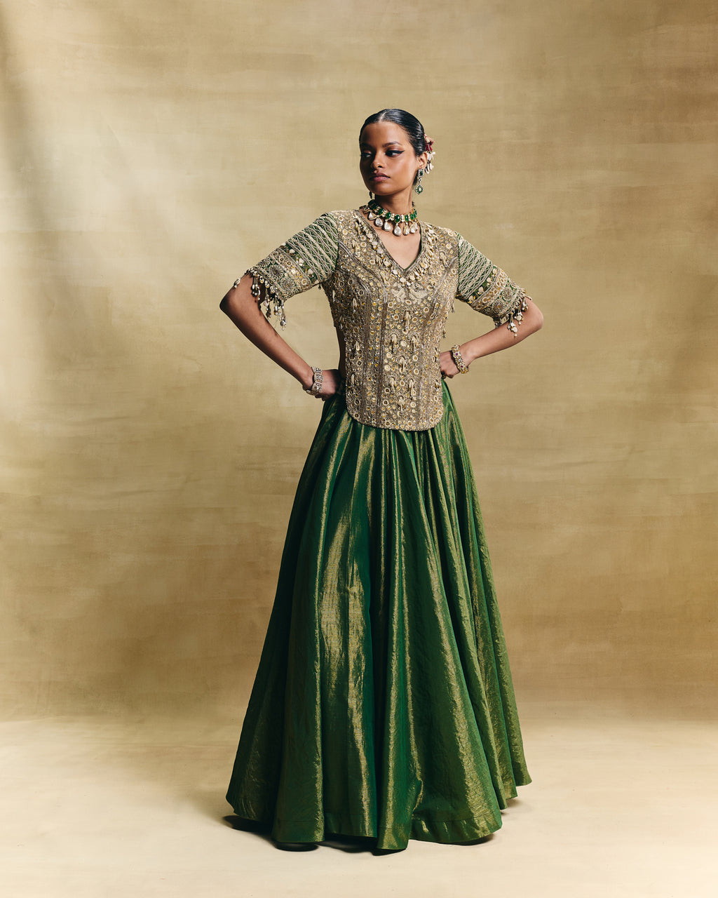 Green lehenga set