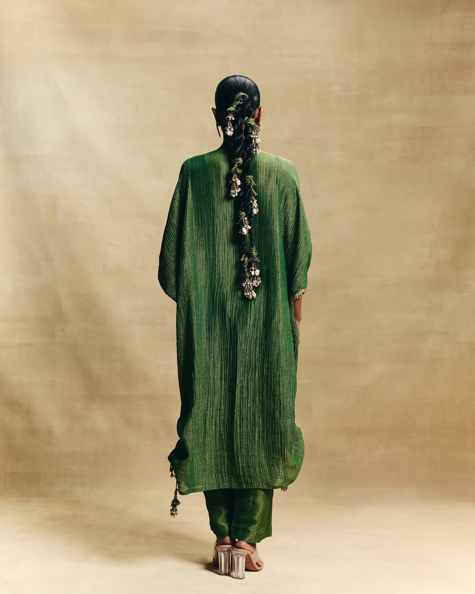 Green kaftan kurta set