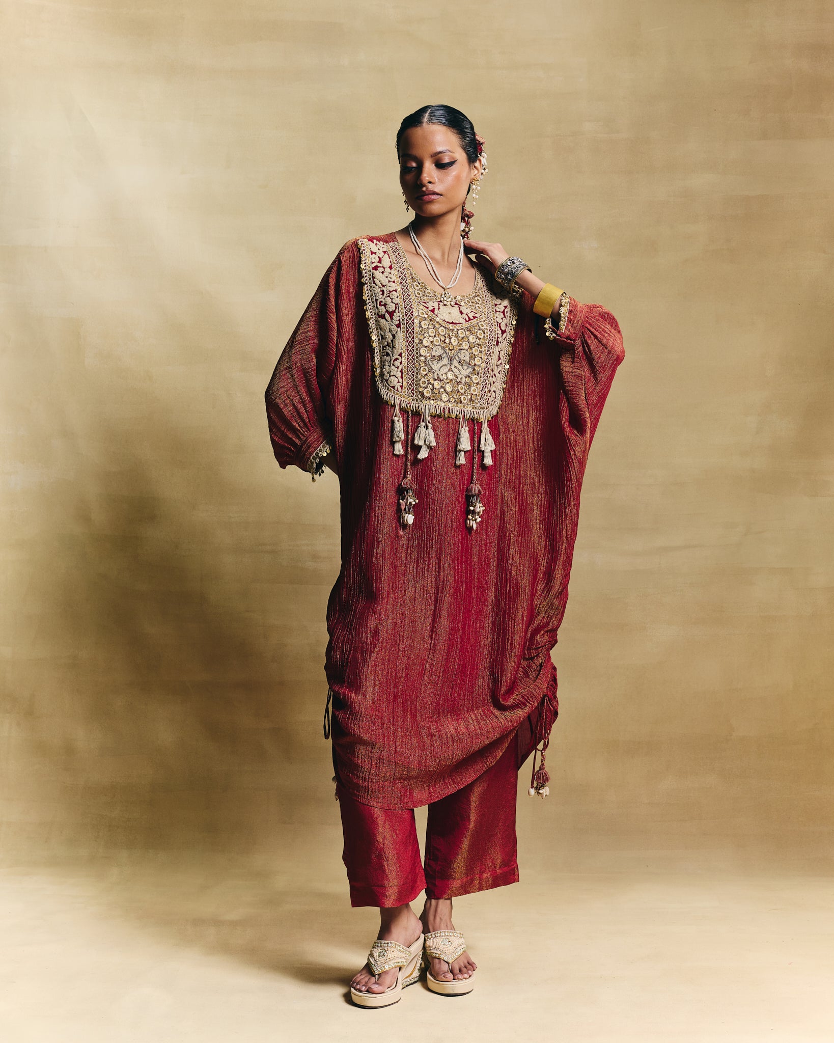 Red kaftan kurta set