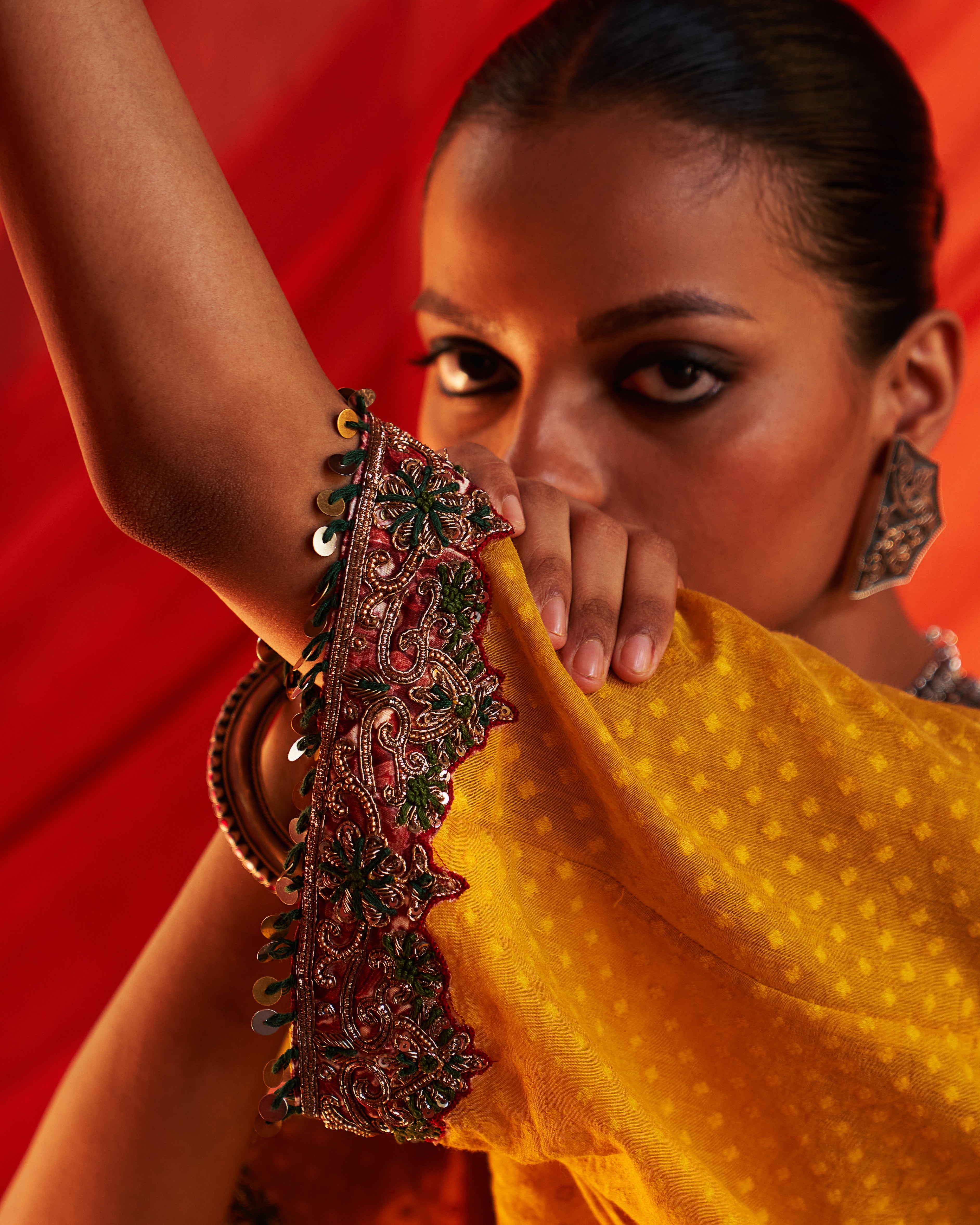 Mustard Short Kaftan & Salwar