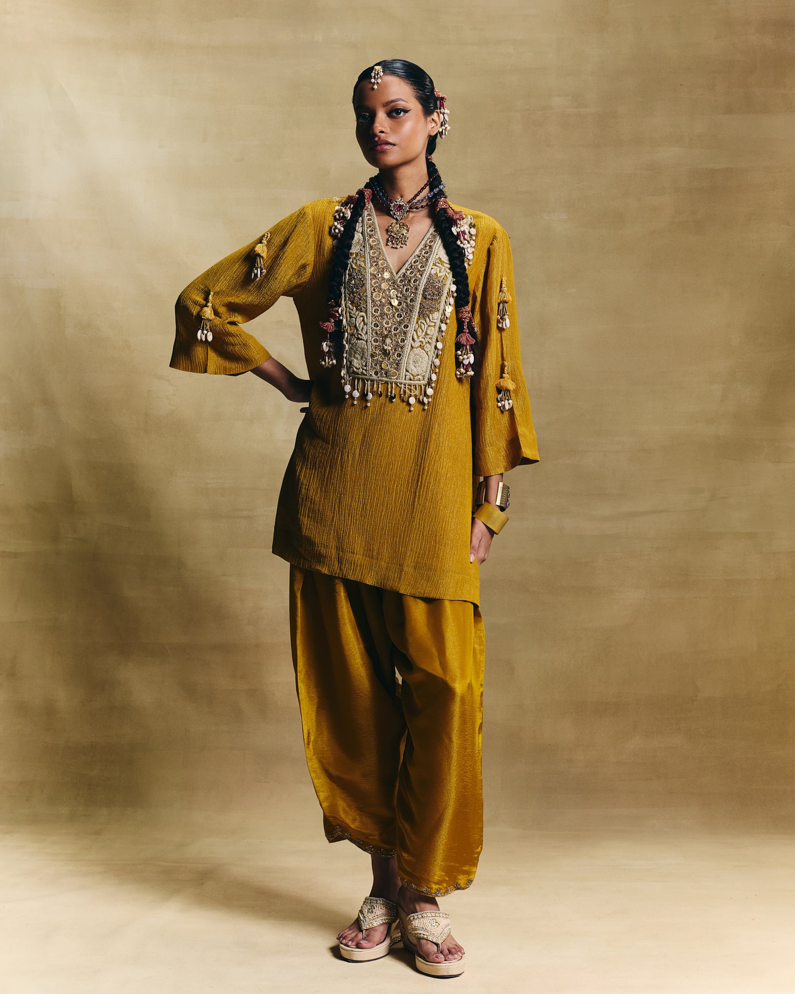 Mustard straight kurta & salwar