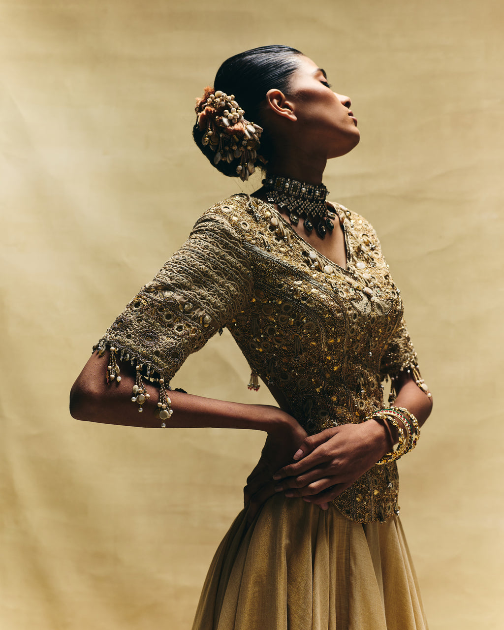 Gold lehenga set
