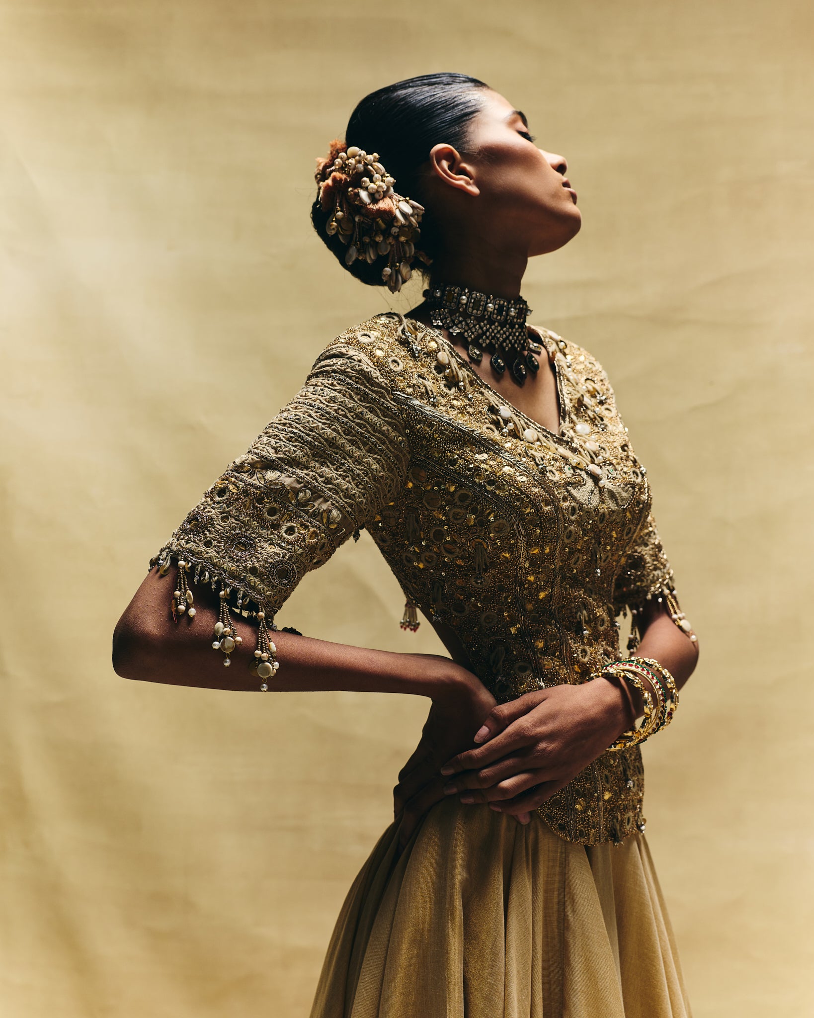 Gold lehenga set