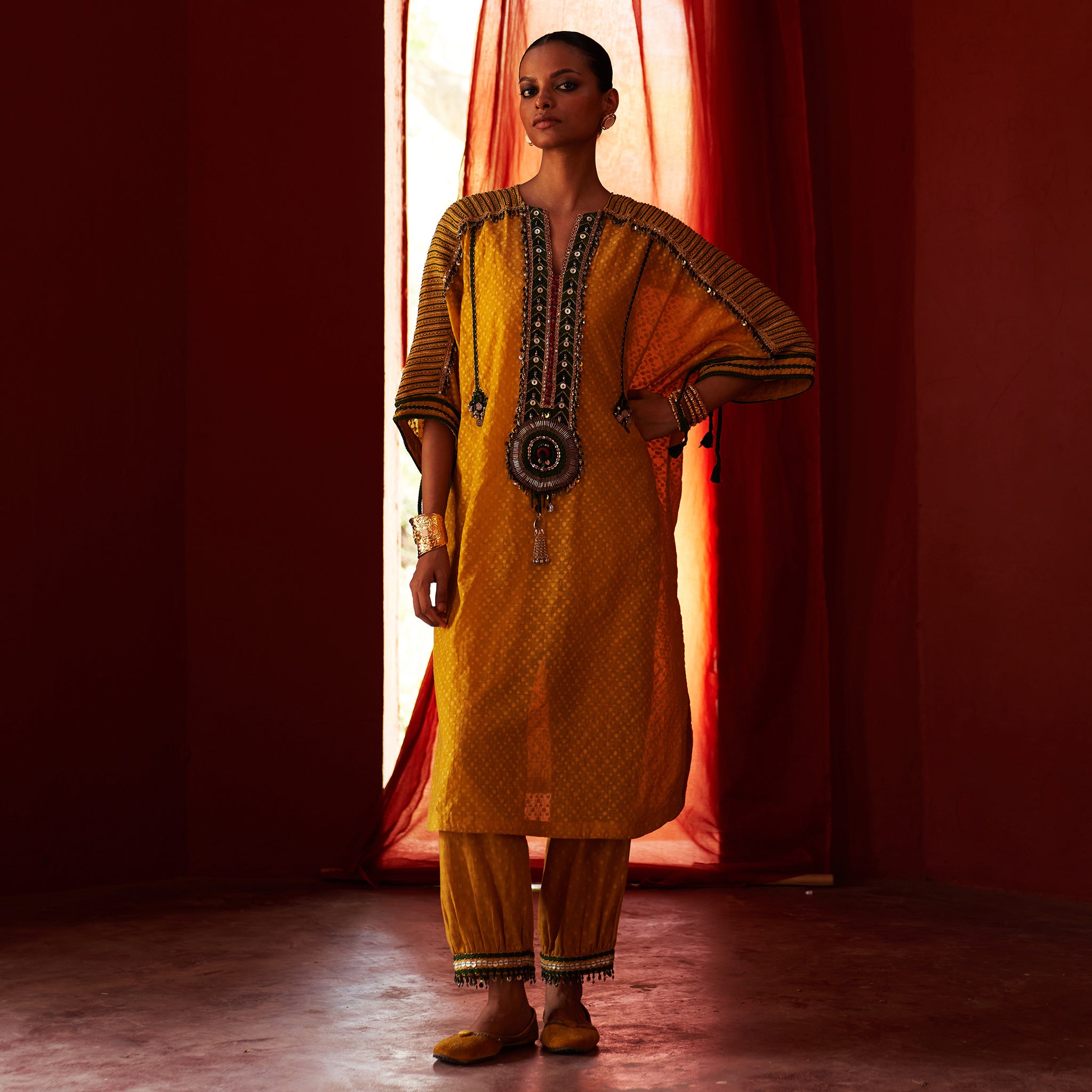 Mustard Long Kurta & Pants