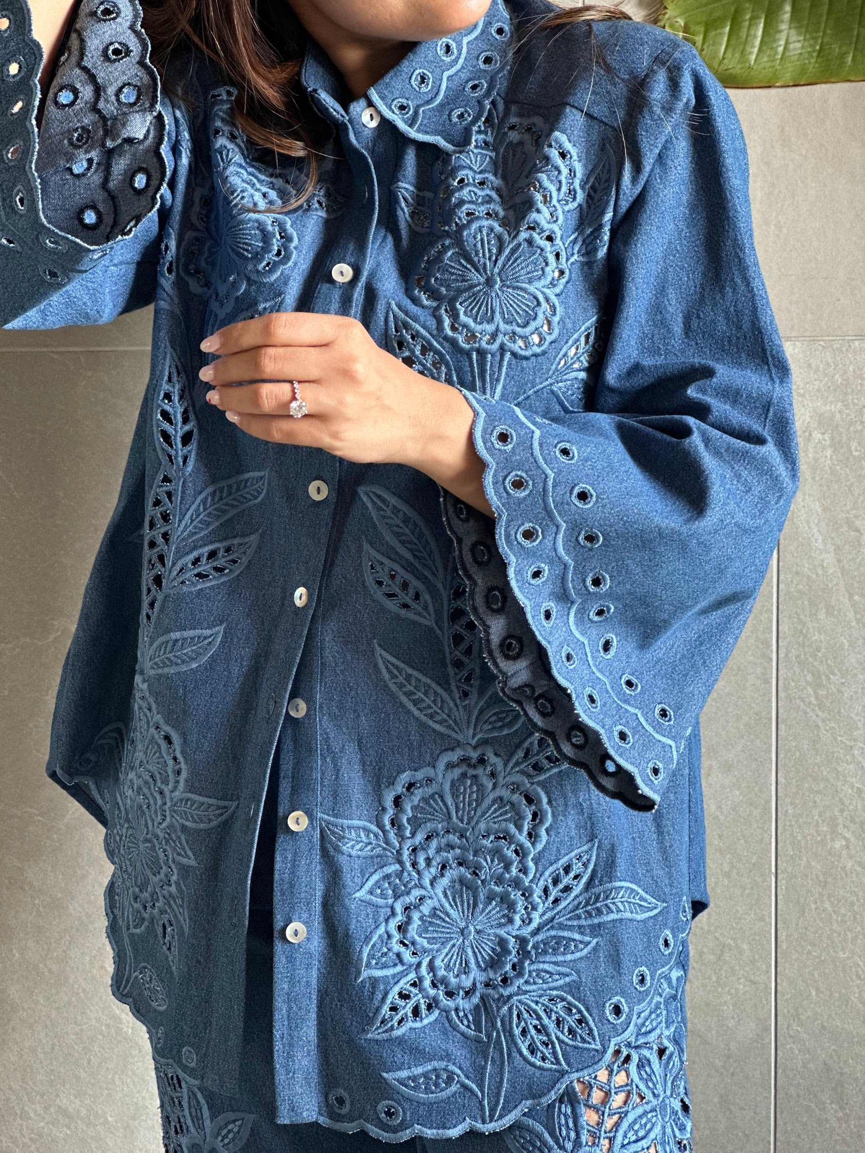 Blue floral shirt