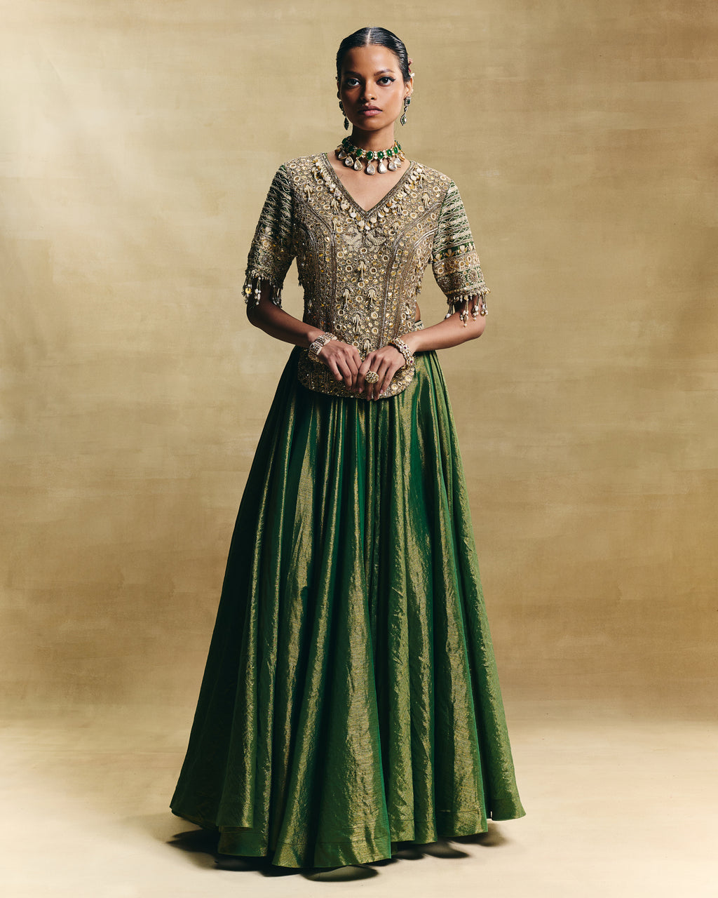 Green lehenga set