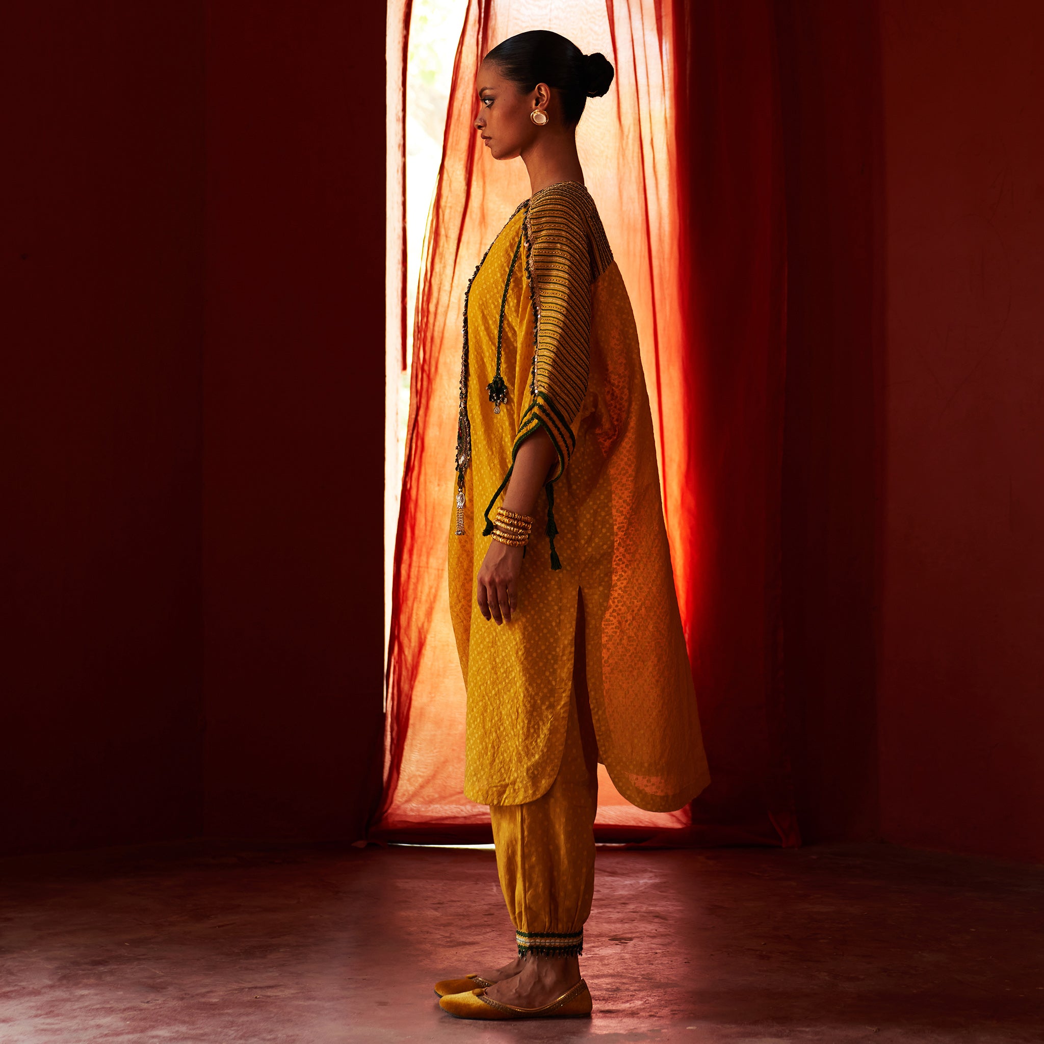 Mustard Long Kurta & Pants