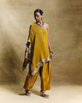 Mustard one shoulder top with farshi pants